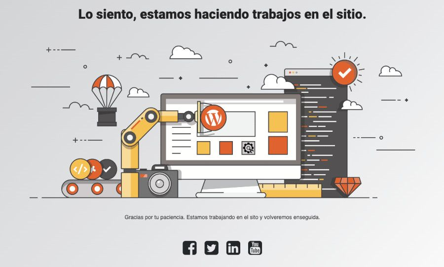 Ilustración de un sitio web en construcción. Volveremos pronto.